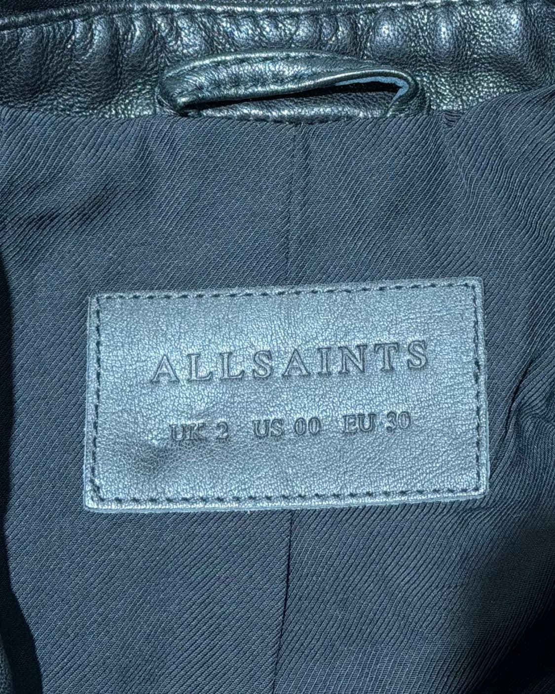 올세인츠 블랙 쉽스킨 레더 바이커 자켓 상품이미지6