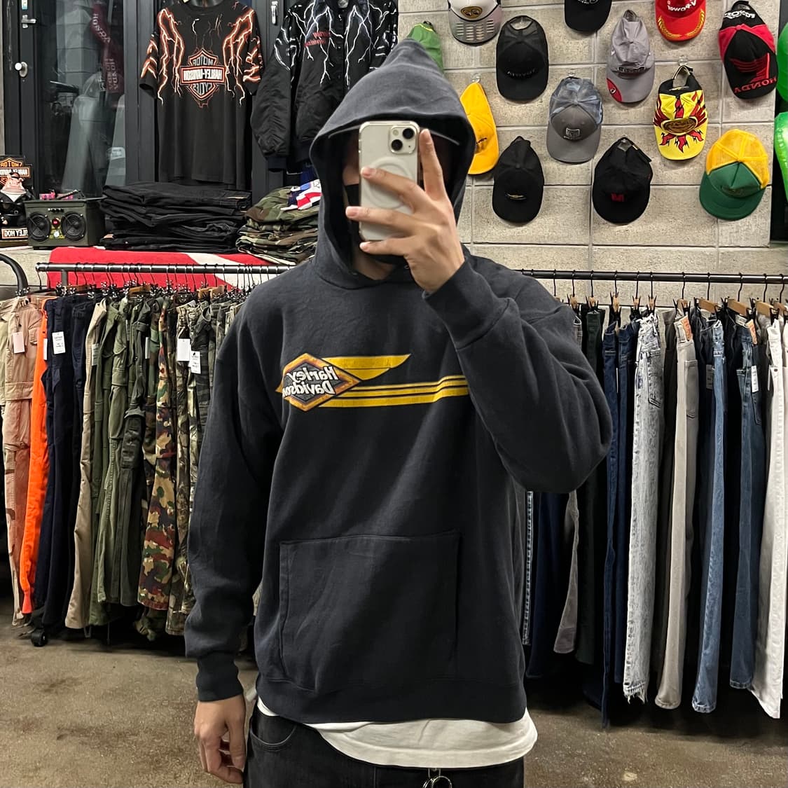 90s 할리데이비슨 프린팅 후드티 (105) 상품이미지1