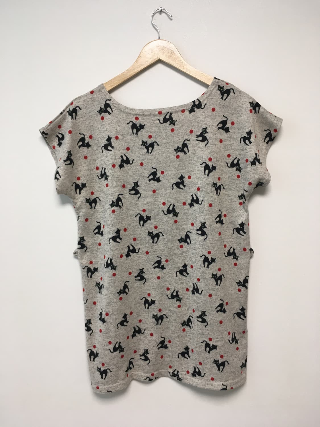 vintage cat pattern top heather grey 상품이미지7