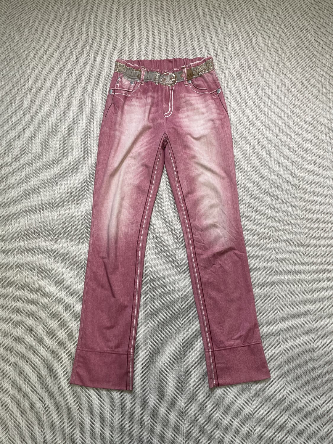 빈티지 플로럴 자수 포켓 밑단 체크 팬츠 J04104 상품이미지2