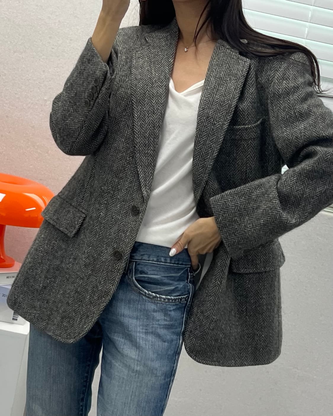 (S)90'S CHAPS 울 블레이져-M1385 상품이미지1