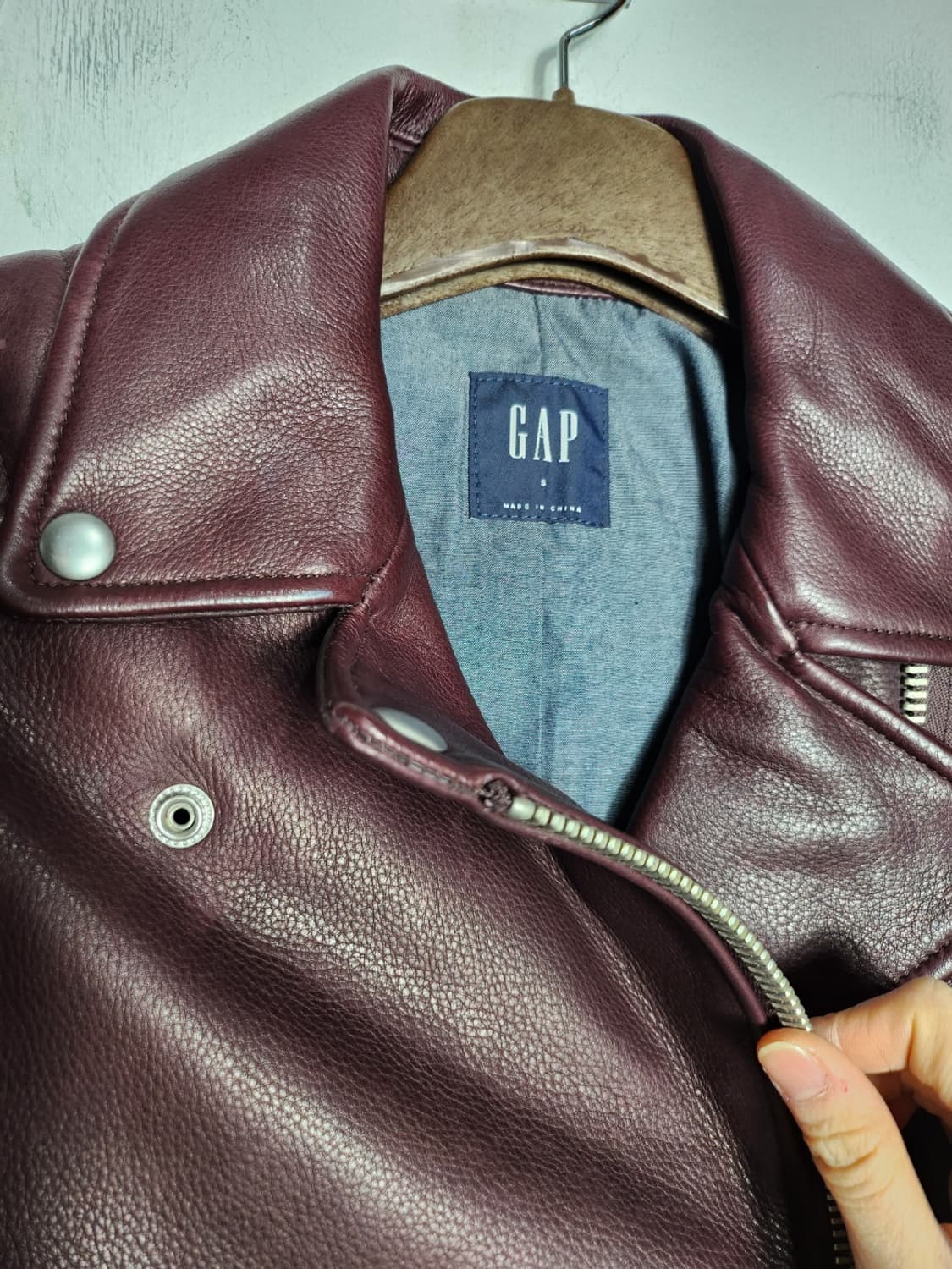 Gap 버건디 가죽 라이더 자켓 상품이미지3