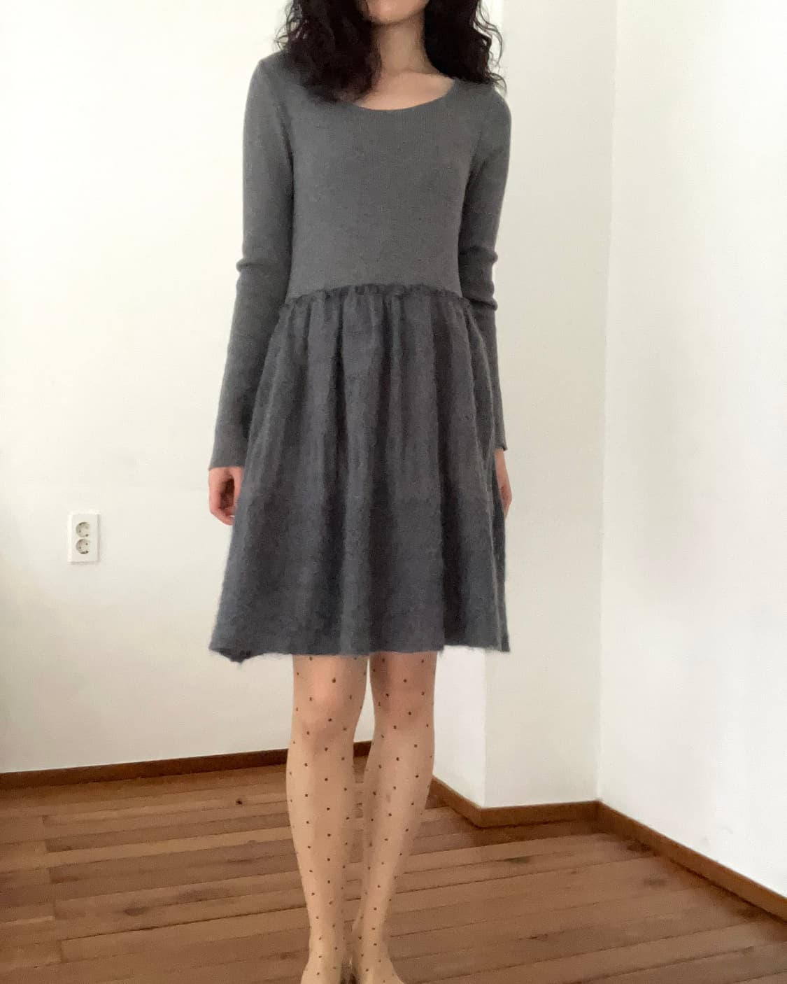 그레이 니트 발레리나 원피스 상품이미지6