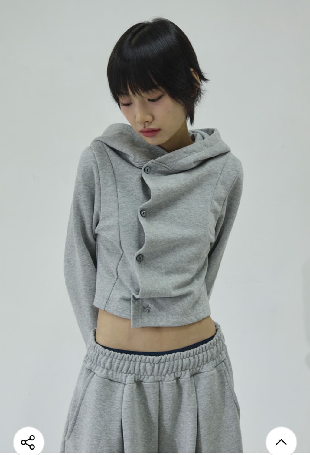 슬릭글로우 로고 사이드 버튼 셔링 후드 탑 상품이미지2