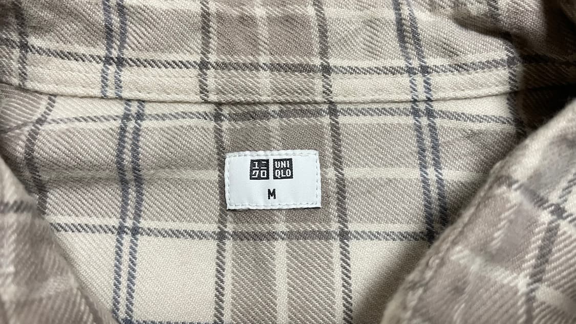 JPN 일본 빈티지 y2k 모리걸 유니클로 플란넬 베이지 체크 셔츠 M 상품이미지8