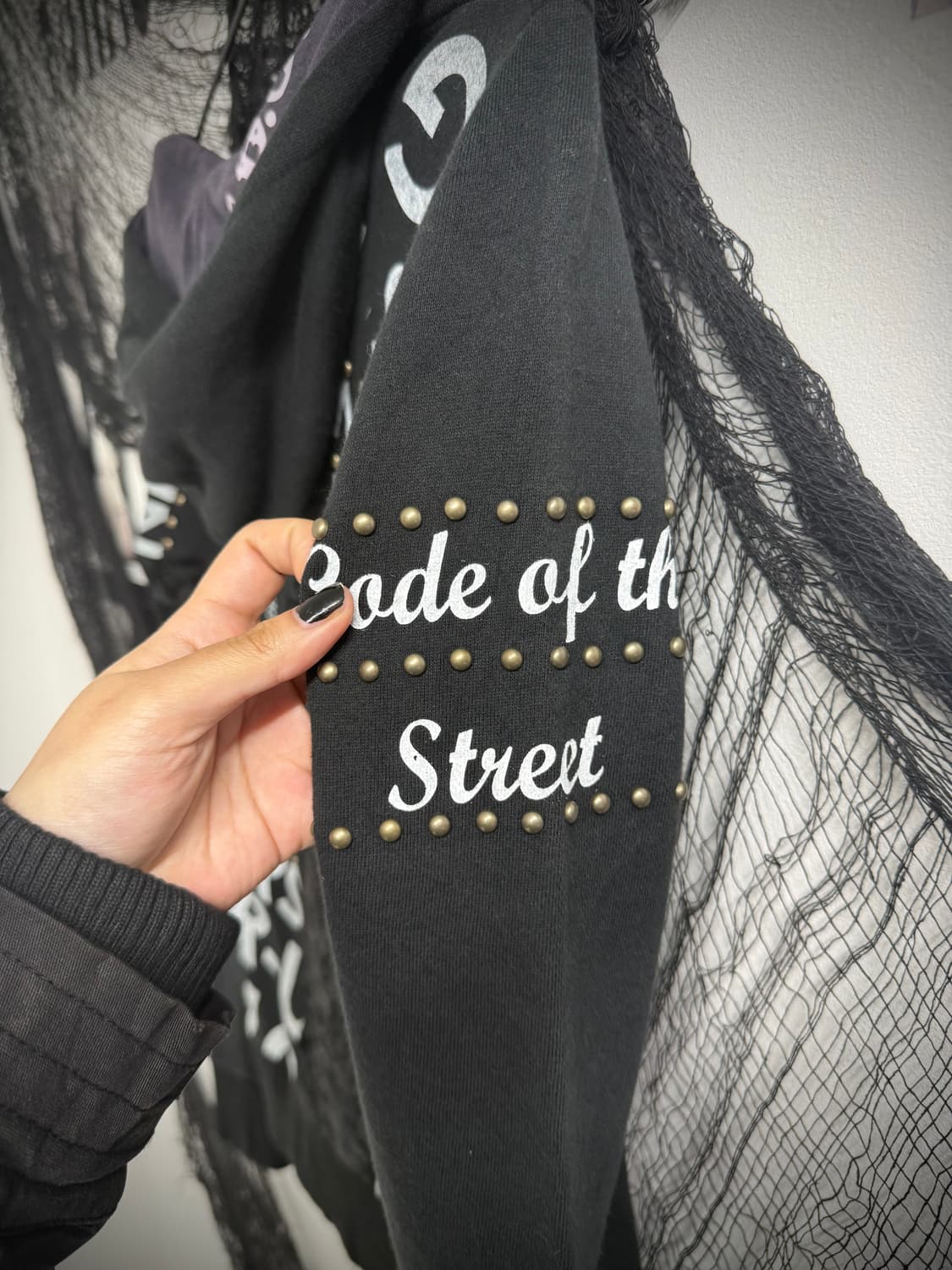 Cross stud printing hood zip up 상품이미지4