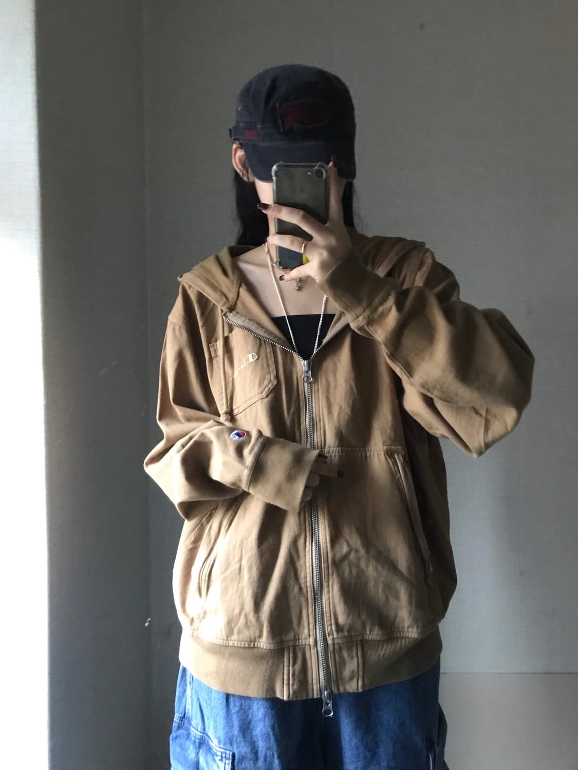 챔피언 베이지브라운 워크 후드집업 상품이미지1