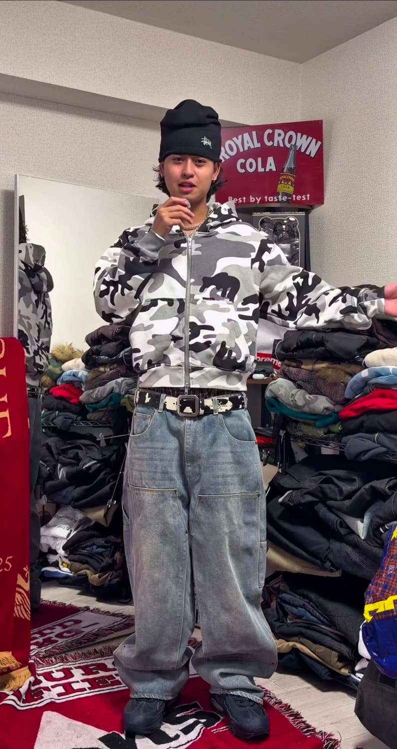 9/s project fur zip up hoodie snow camo 상품이미지2