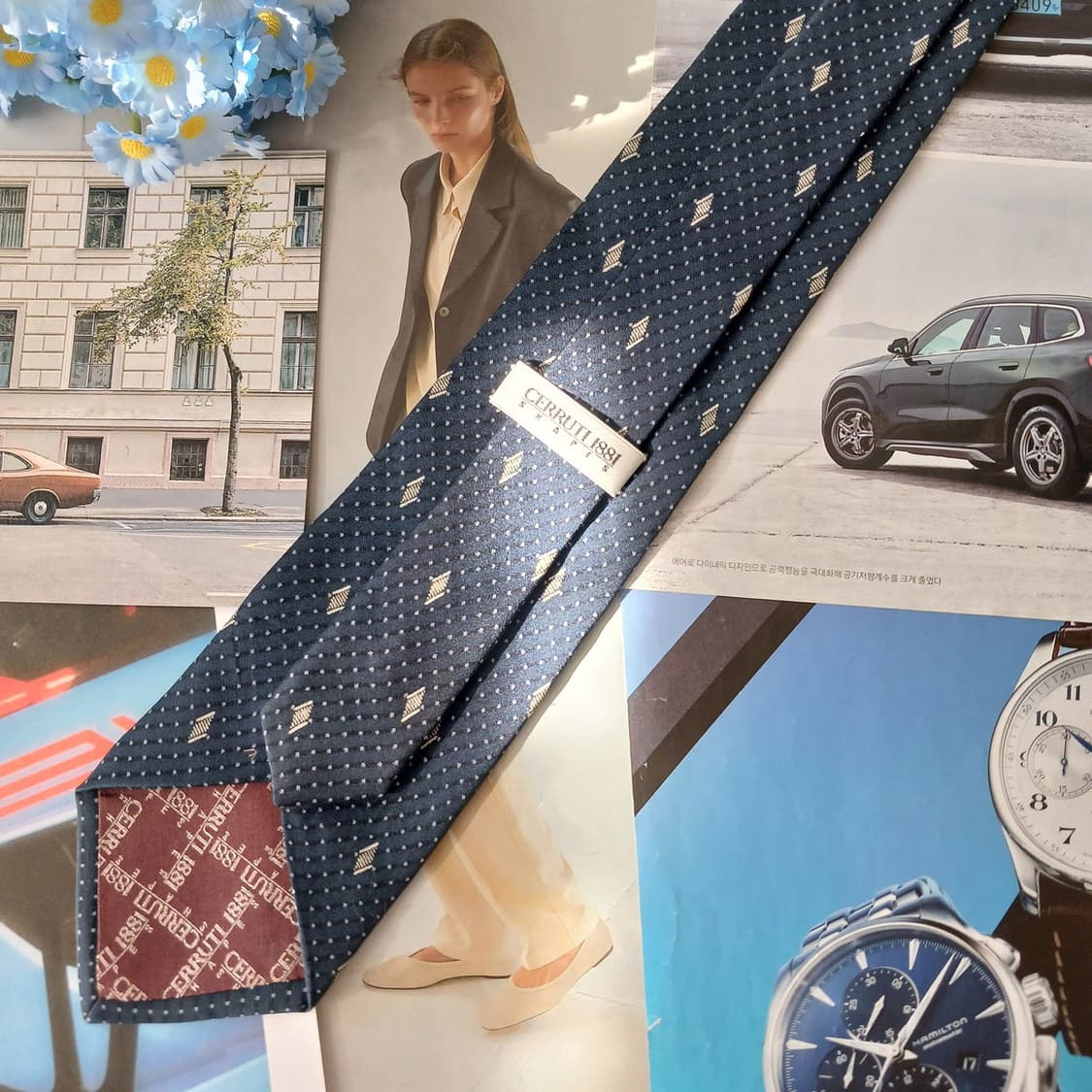 세루티 실크 네이비 마이크로 패턴 넥타이 9.1cm A+등급 A19196 상품이미지4