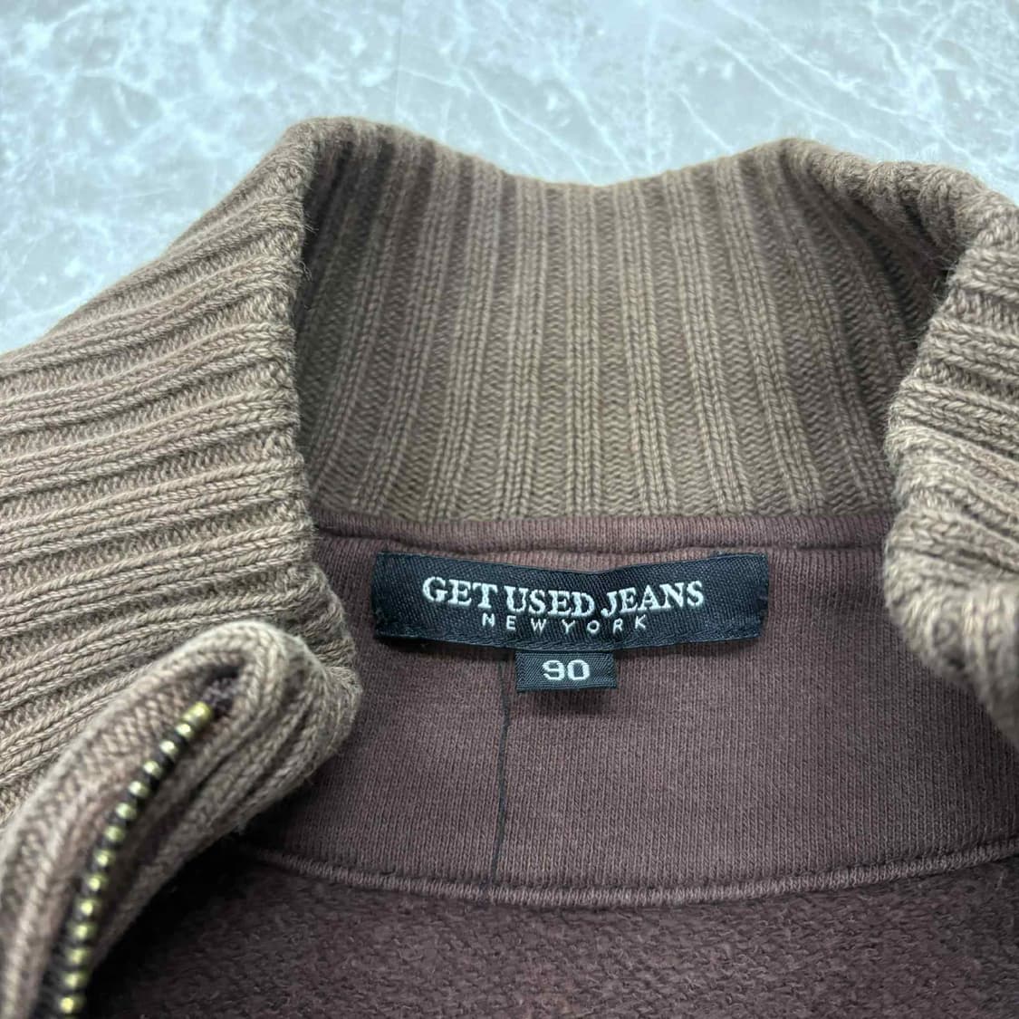 Get used 겟유즈드 진스 y2k 초코브라운  걸즈 니트 집업 희귀져 상품이미지4