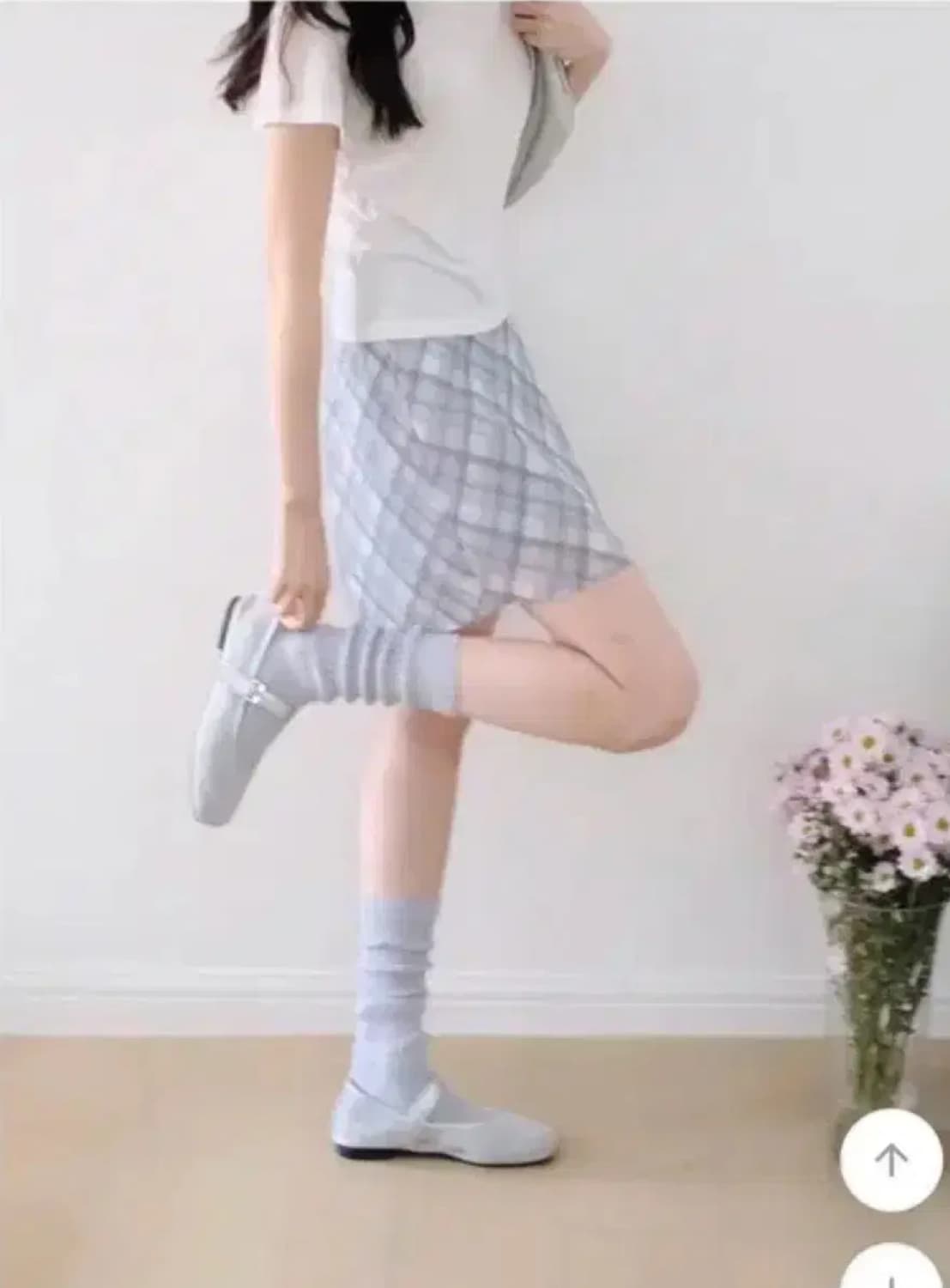 에이블리 슬로우앤드 블루 체크 스커트 상품이미지1