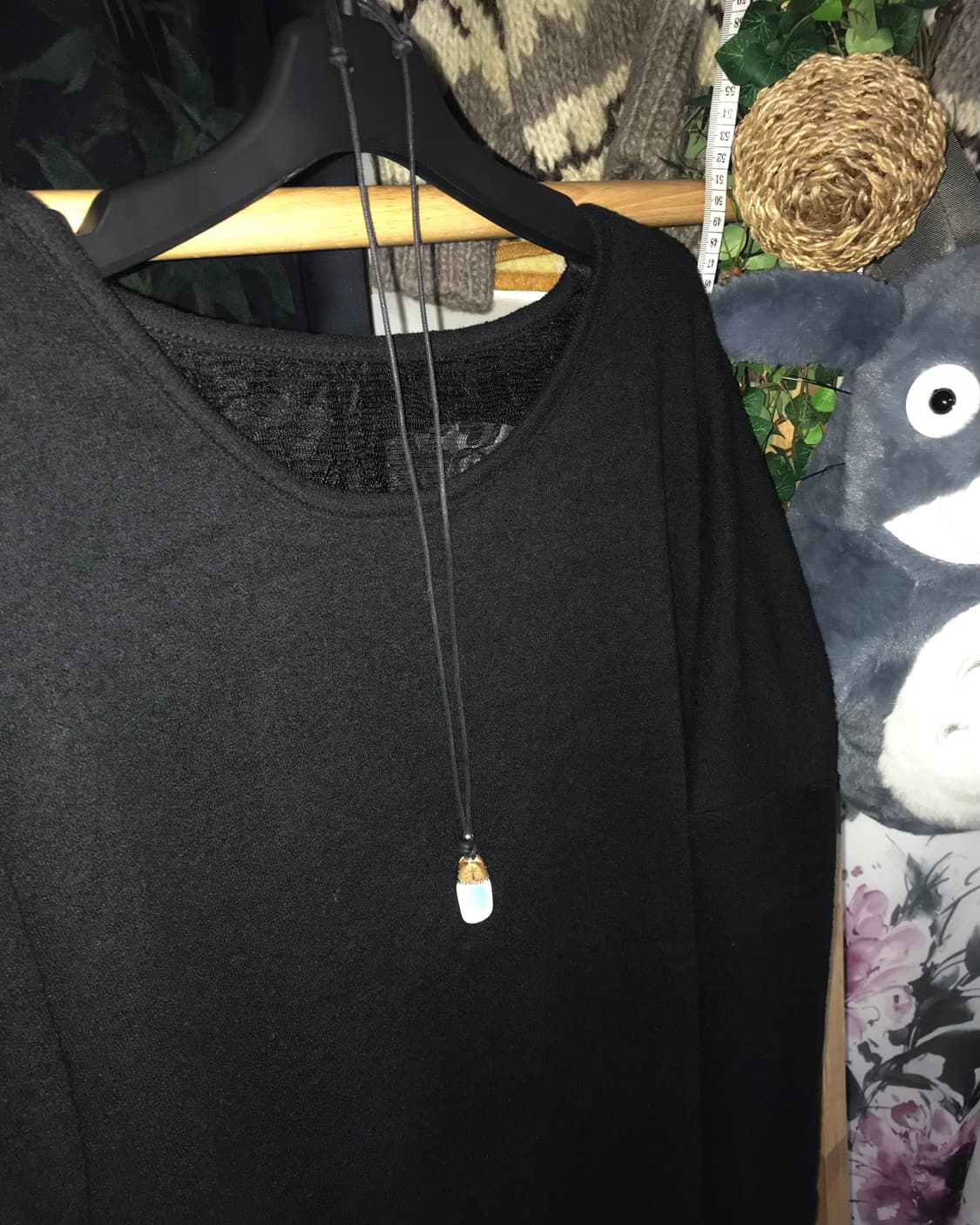 블랙 빈티지 데미지 니트 + 목걸이 set 상품이미지4