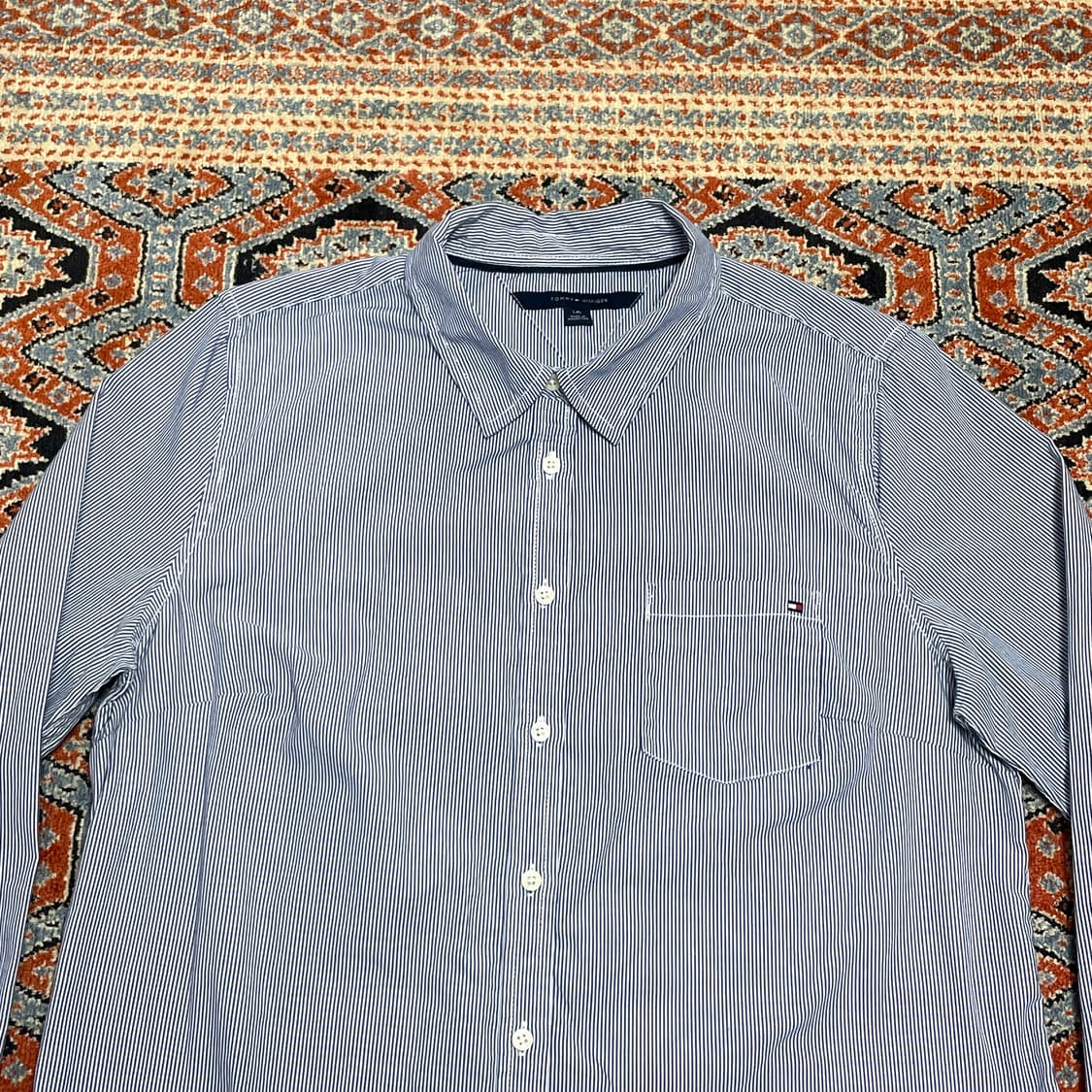 타미힐피거 네이비 스트라이프 포켓 셔츠 여성L 상품이미지2