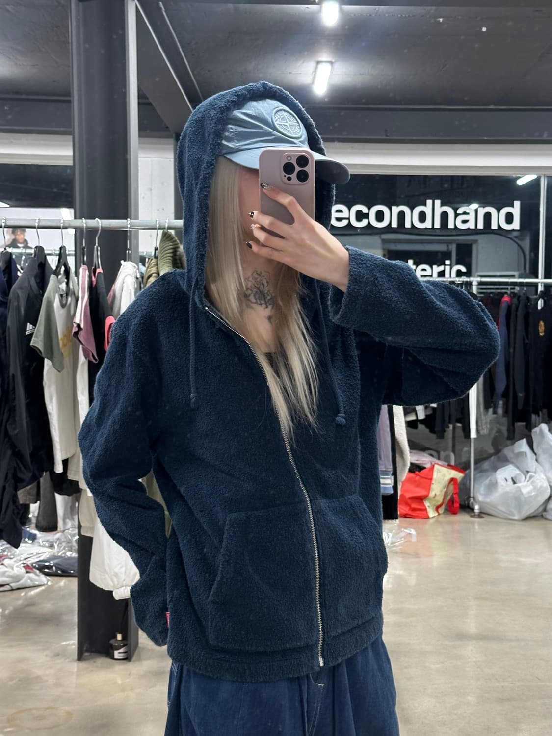 슈프림 16ss 테리 네이비 후드 집업 상품이미지1