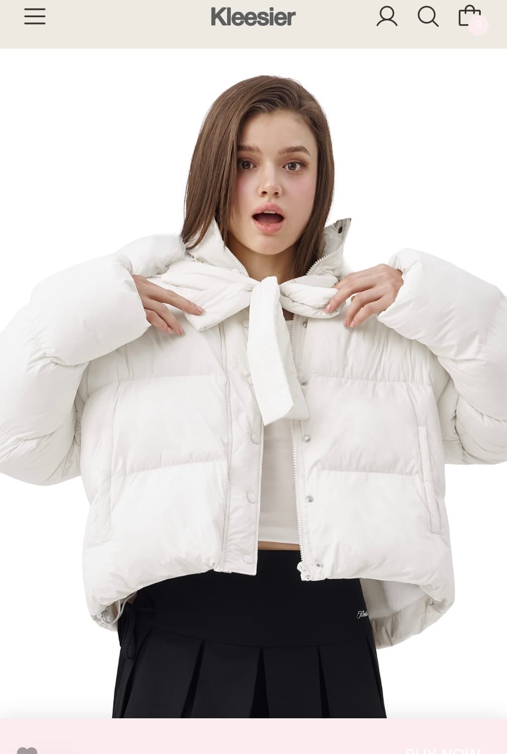 클리시어 Snowy ribbon puff jacket 패딩 상품이미지1