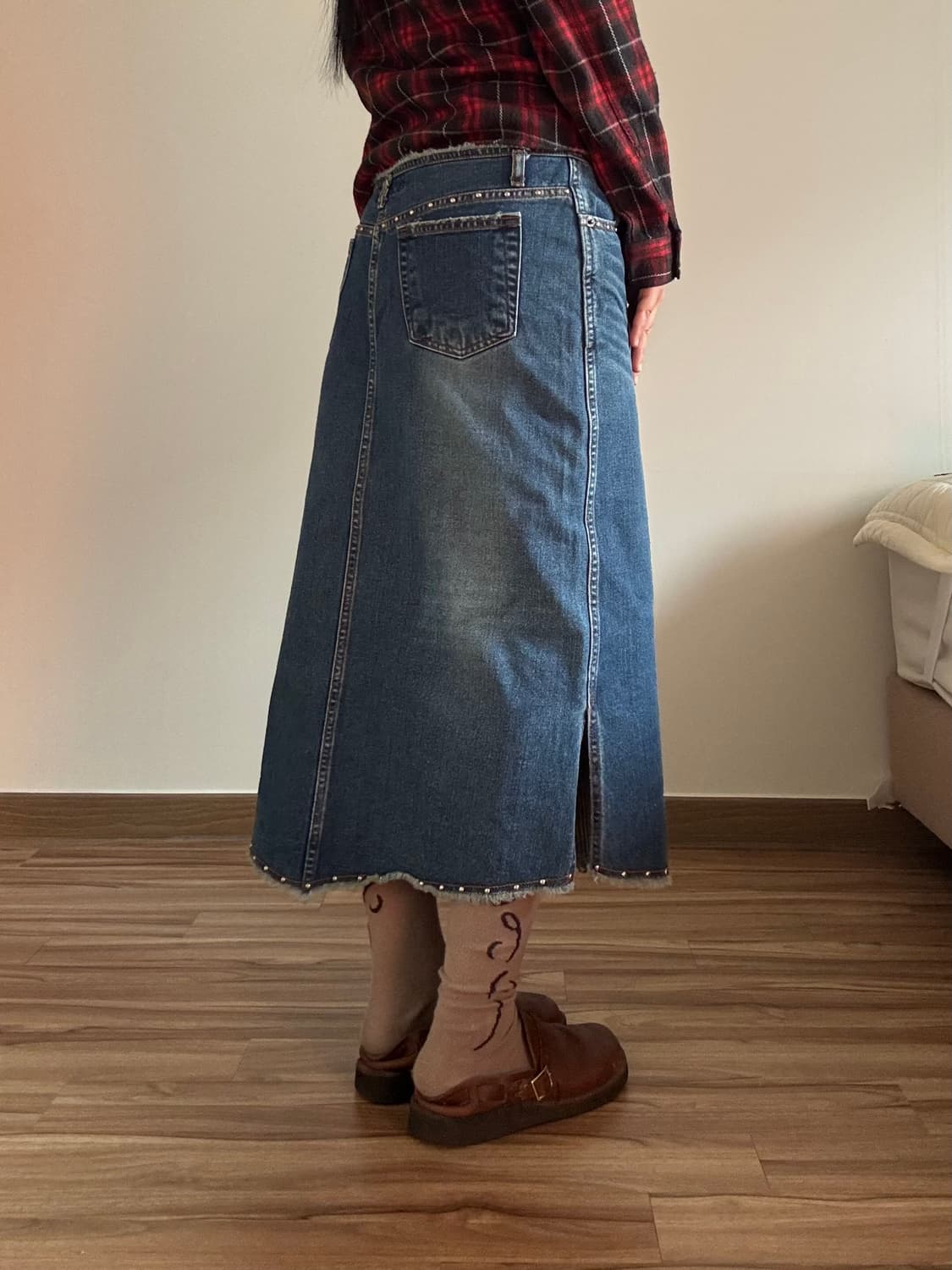 데님 스터드 롱스커트 상품이미지3