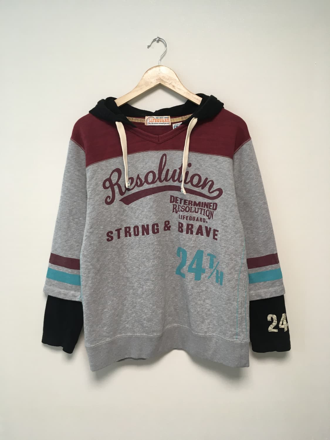 vintage layered hoodie top grey 상품이미지6