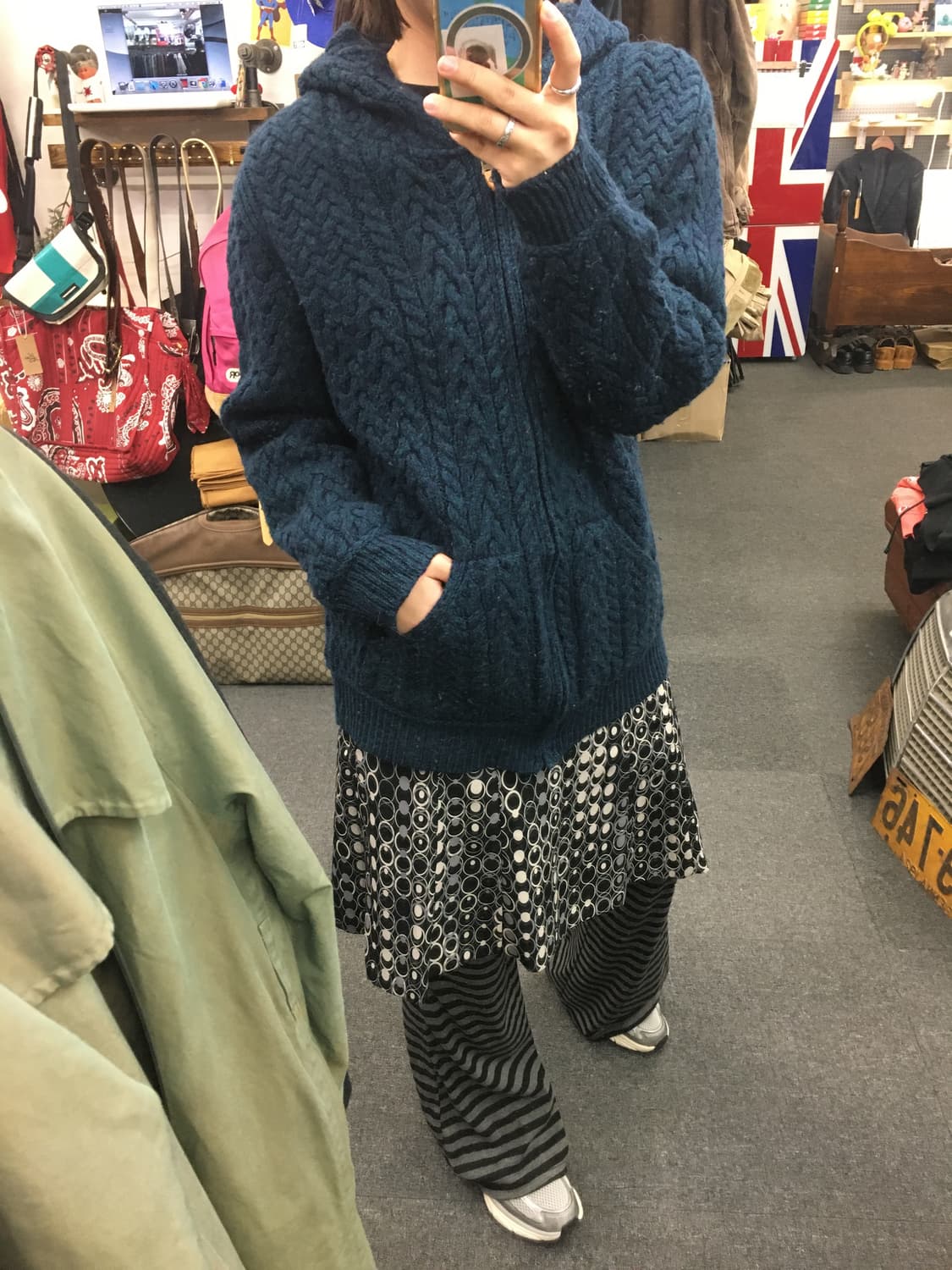 빈티지 usa 헤비 니트 후드 집업 상품이미지1