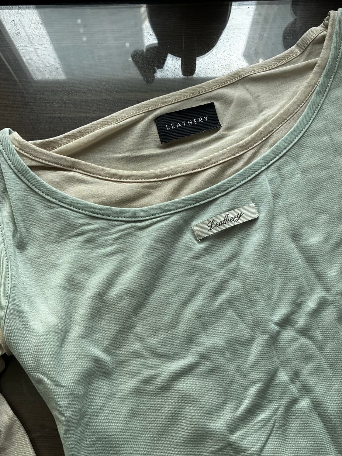 (F) 레더리 투톤 슬리브리스 레이어드 롱슬리브 [SAGE BLUE] 상품이미지9