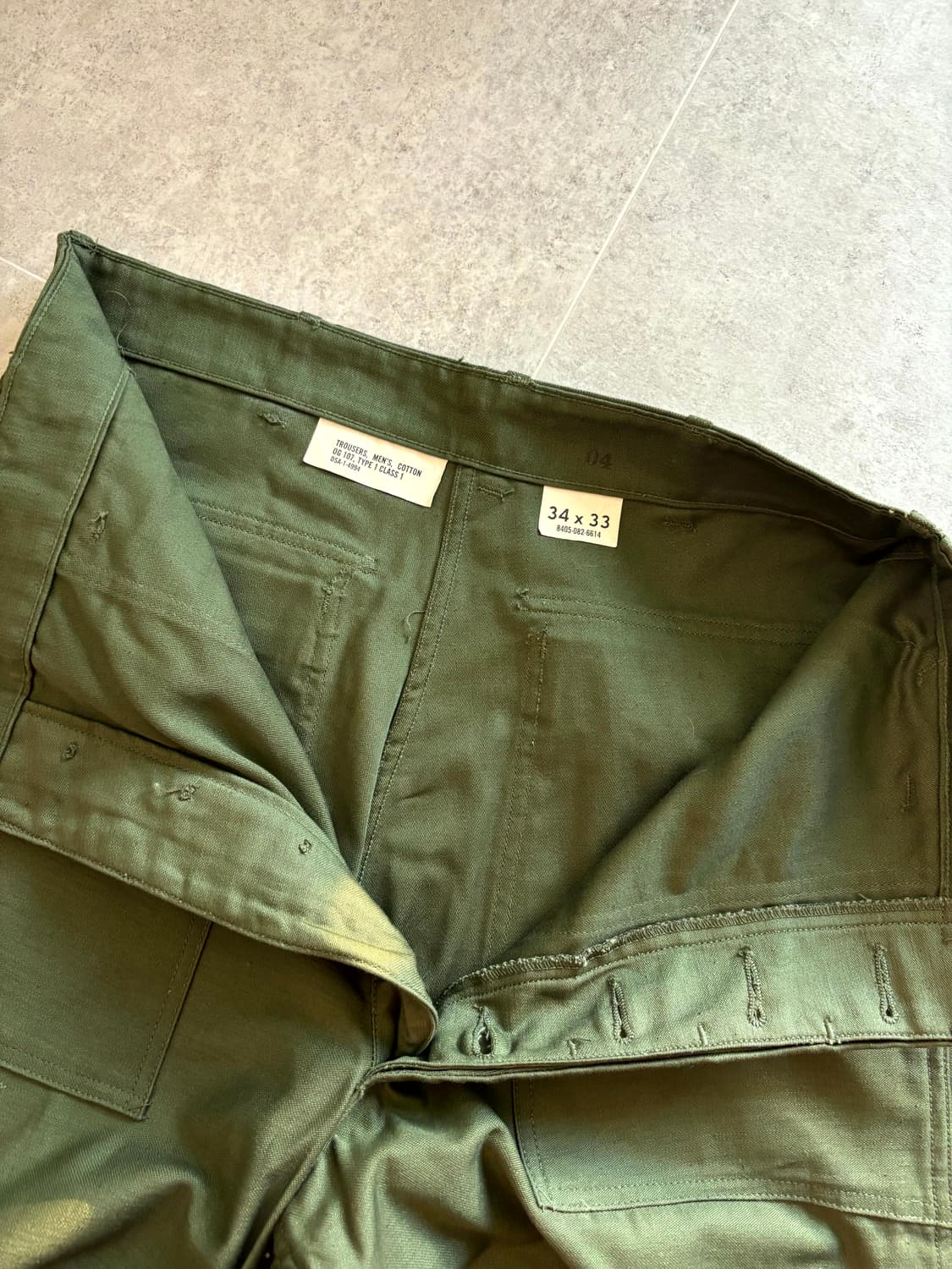 60's 미군 OG 107 퍼티그 팬츠 30" 데드스탁 상품이미지4