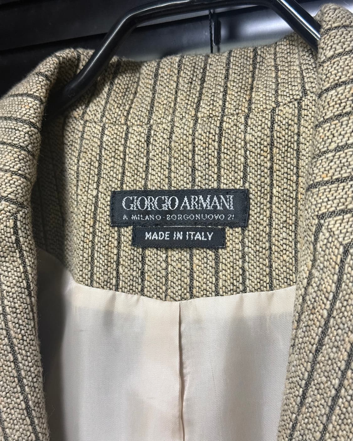 아르마니 스트라이프 헤링본 울 자켓 2버튼 블레이져 에스닉 웨스턴 베이지 상품이미지1