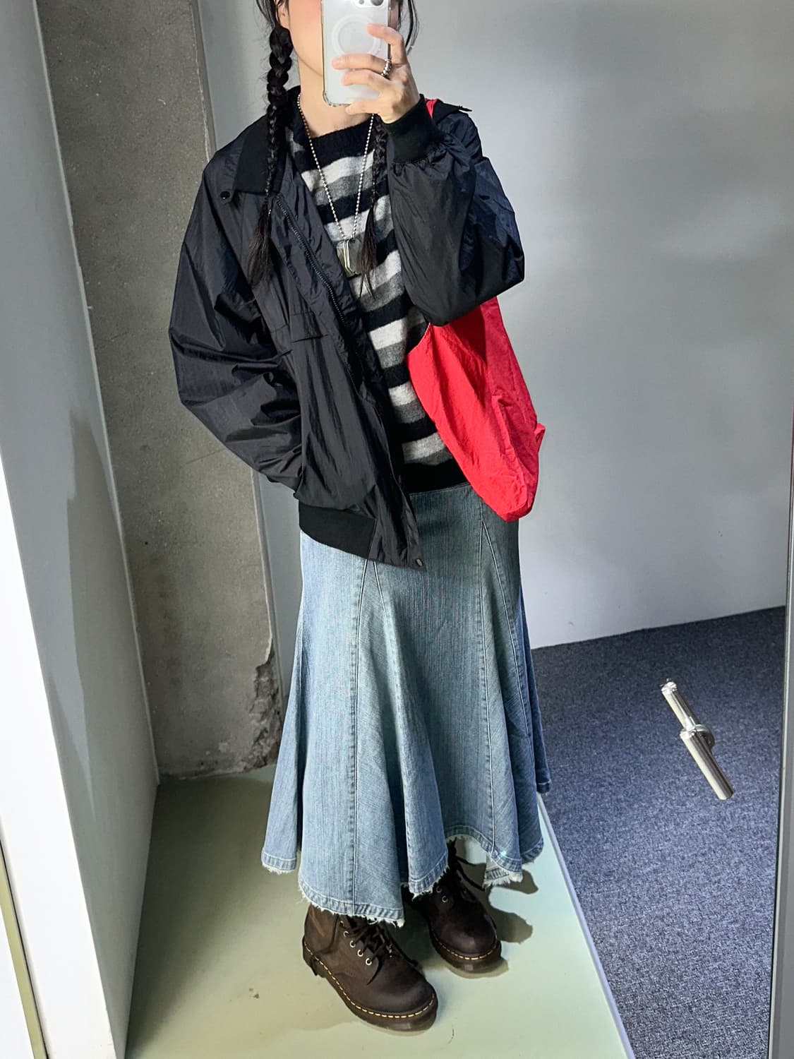 black oversized bomber jacket 상품이미지3