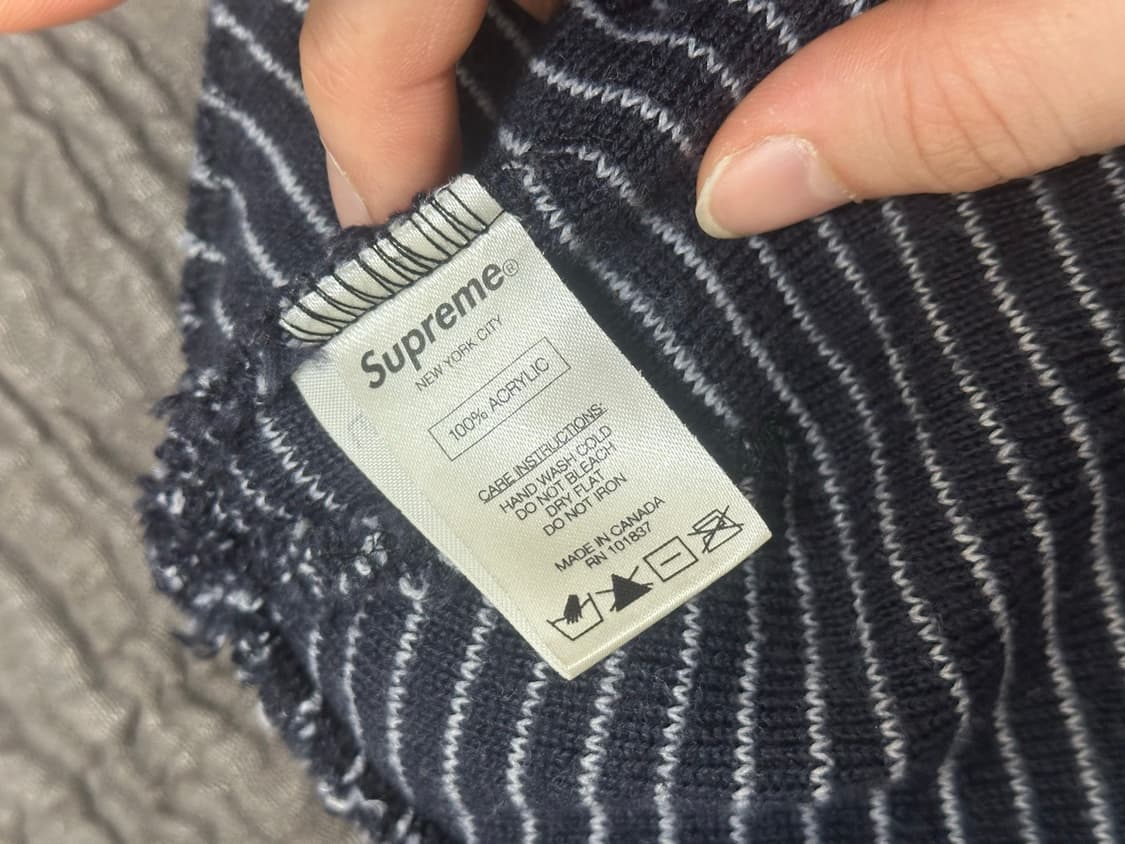 F) 2013FW Supreme Striped Beanie Navy 상품이미지2