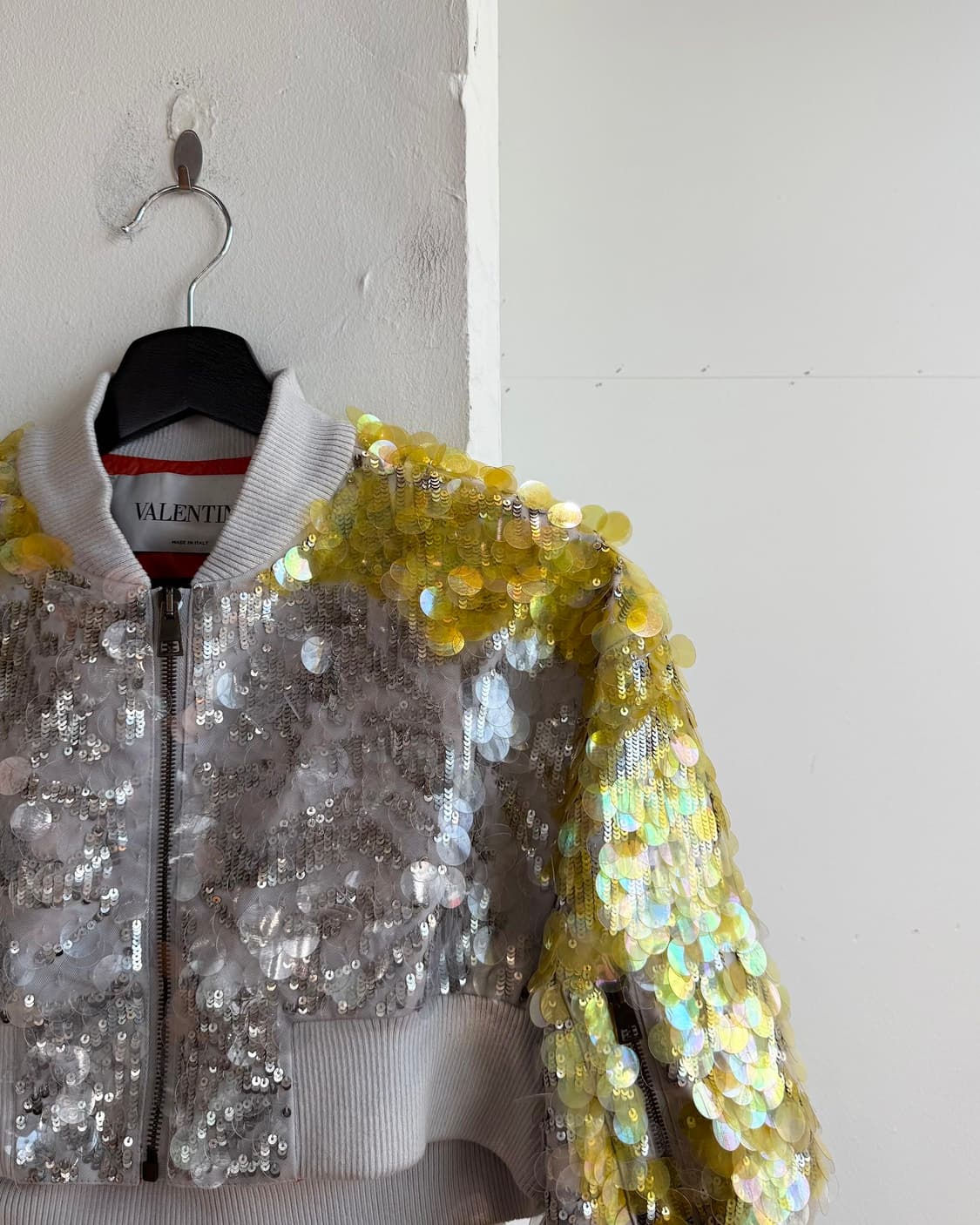 발렌티노 옐로우 스팽글 크롭 봄버 자켓  상품이미지5