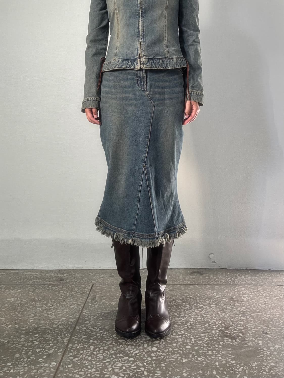 머메이드 데님 롱 스커트 상품이미지1