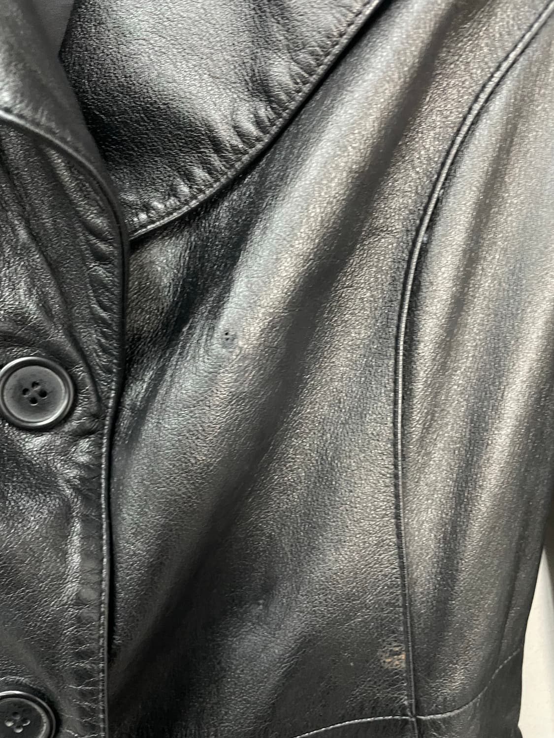 빈티지 블랙 가죽 트렌치코트 H1121 상품이미지7