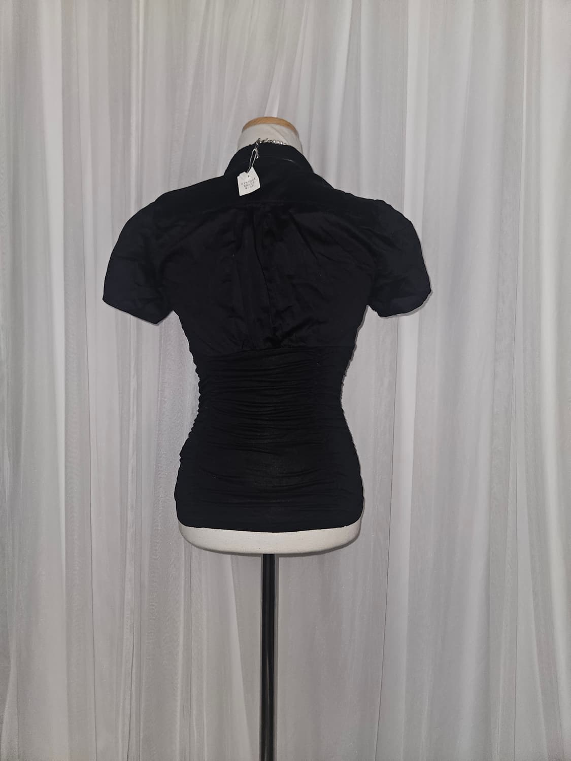 빈티지 고딕🖤 오네갸루 리본 셔링 블라우스 상품이미지3