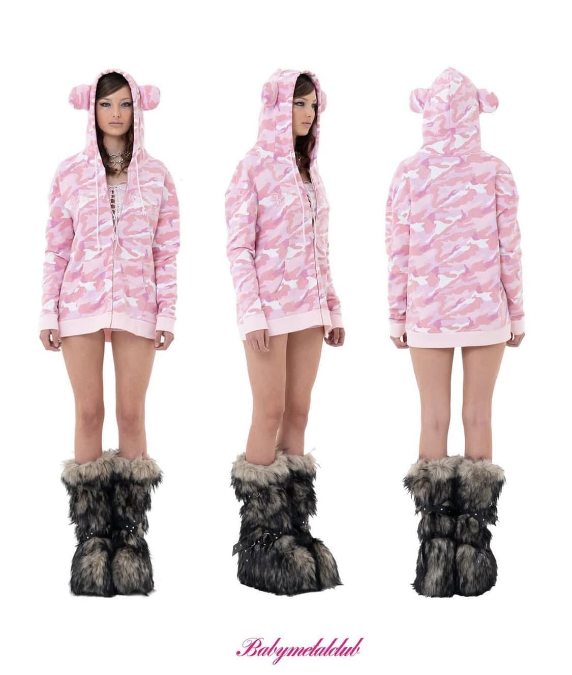 베메클 핑크 카모 후드집업 상품이미지1