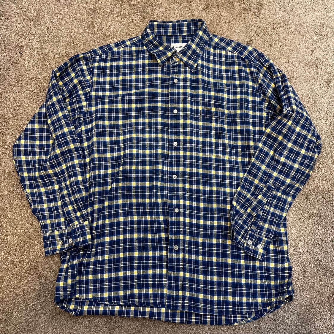 컨버스 블루 코튼 플란넬 체크 셔츠XL 상품이미지1