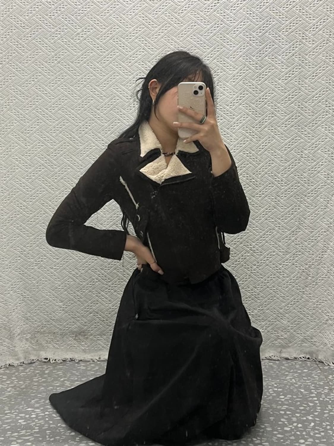 GGPX 빈티지 스웨이드 양털 쉐르파 크롭 자켓 S C06489 상품이미지2