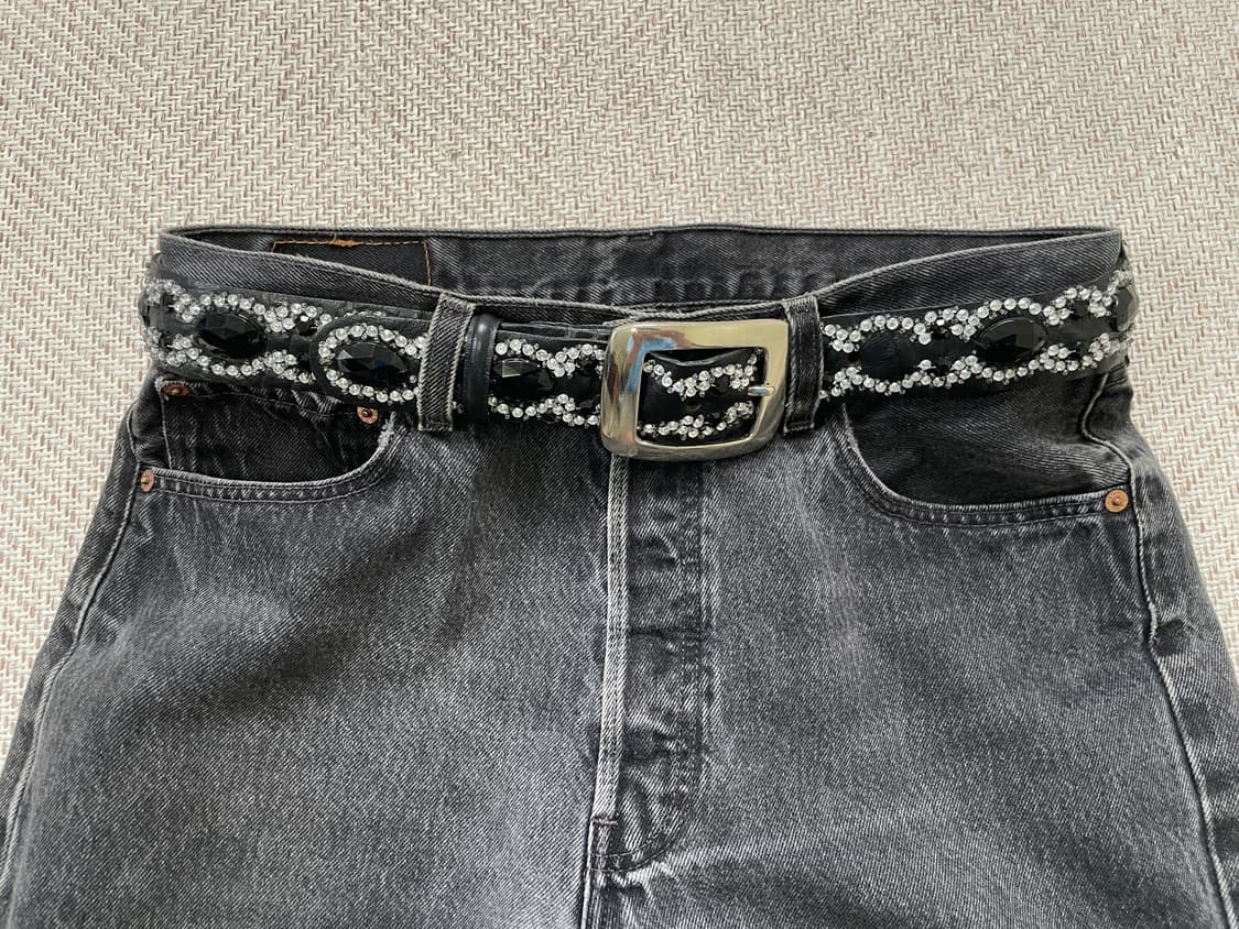 빈티지 Fxa ferrra 큐빅 스톤 웨스턴 버클 벨트 상품이미지1