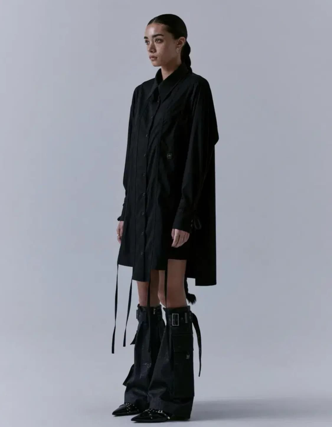 트리밍버드 롱스트랩 셔츠 원피스 상품이미지2