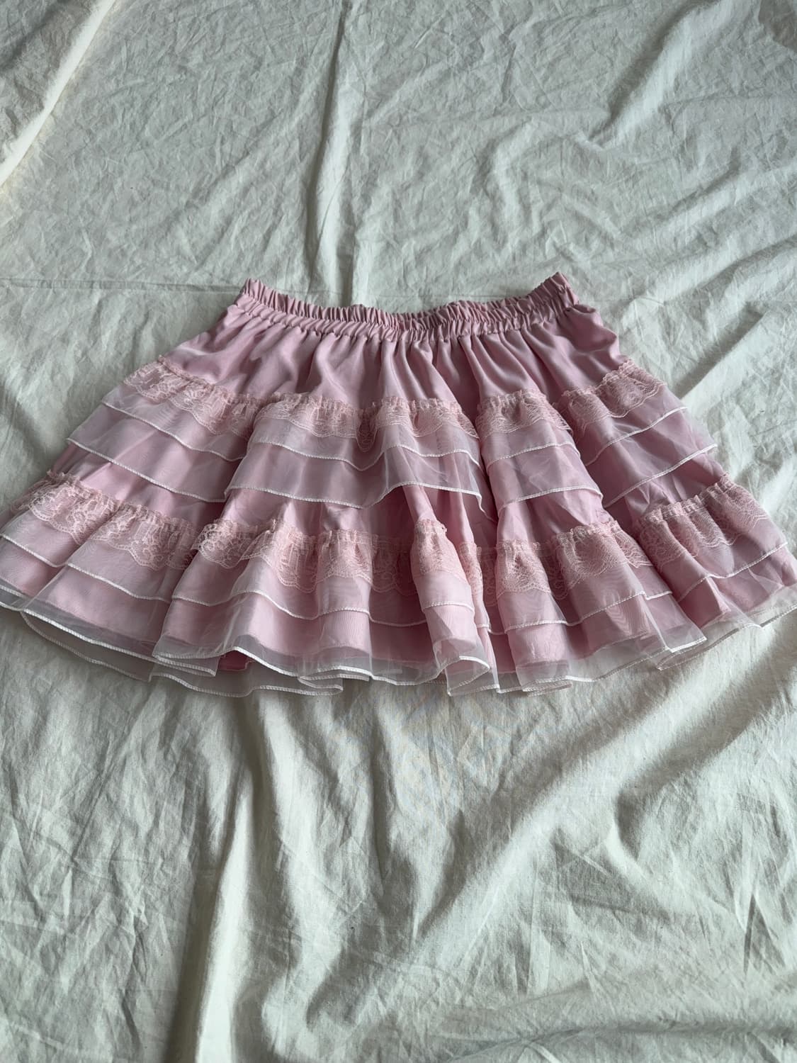 러블리 라벤더핑크 미니 레이스 캉캉 스커트 상품이미지1