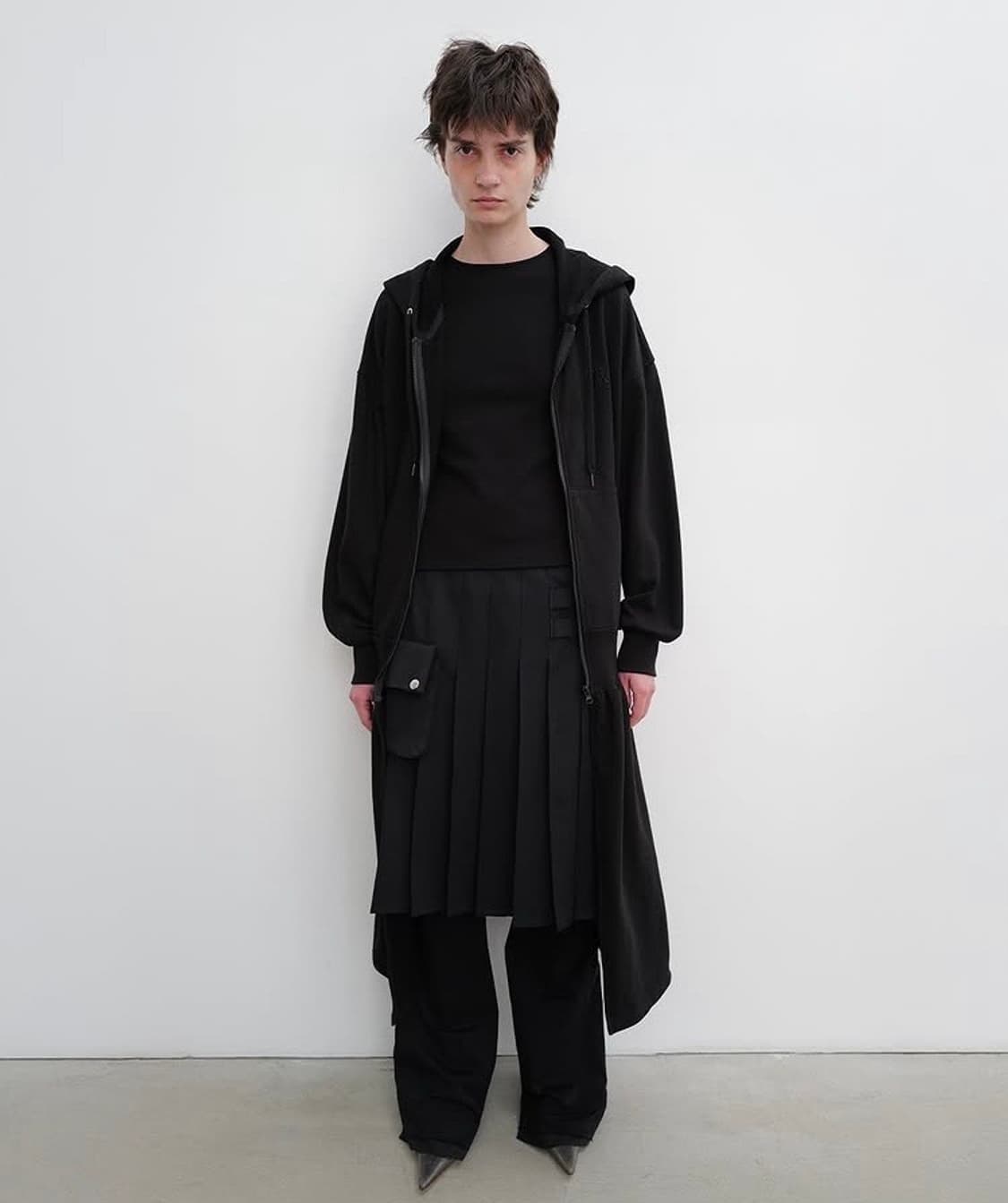   [OPEN YY]Black Jersey Shirring Hoodie  상품이미지2