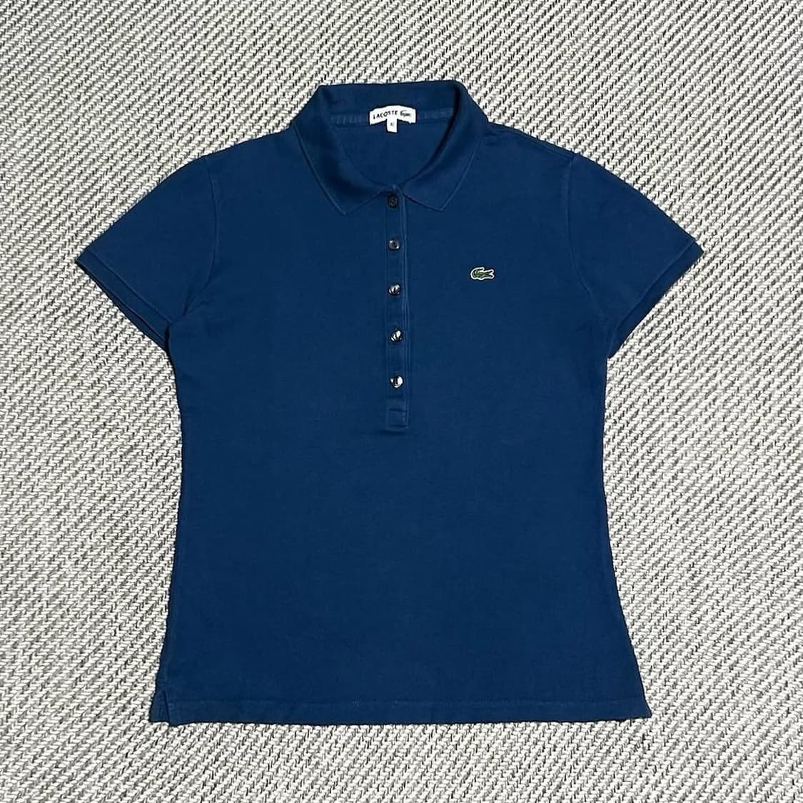 [L] Lacoste 라코스테 우먼즈 블루 코튼 반팔 카라티 상품이미지1