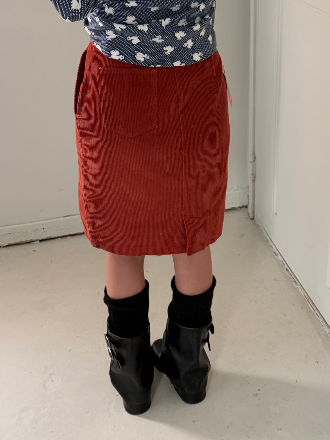 일본빈티지 오렌지 코듀로이 미디스커트 상품이미지3