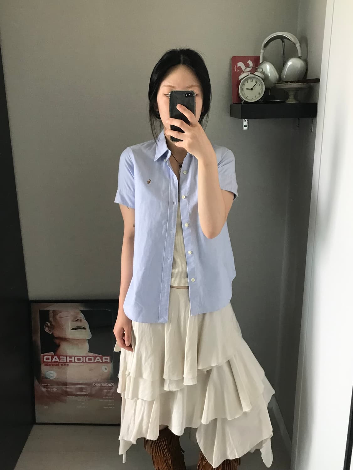 폴로 랄프로렌 포니 로고 스카이블루 반팔 셔츠 상품이미지1