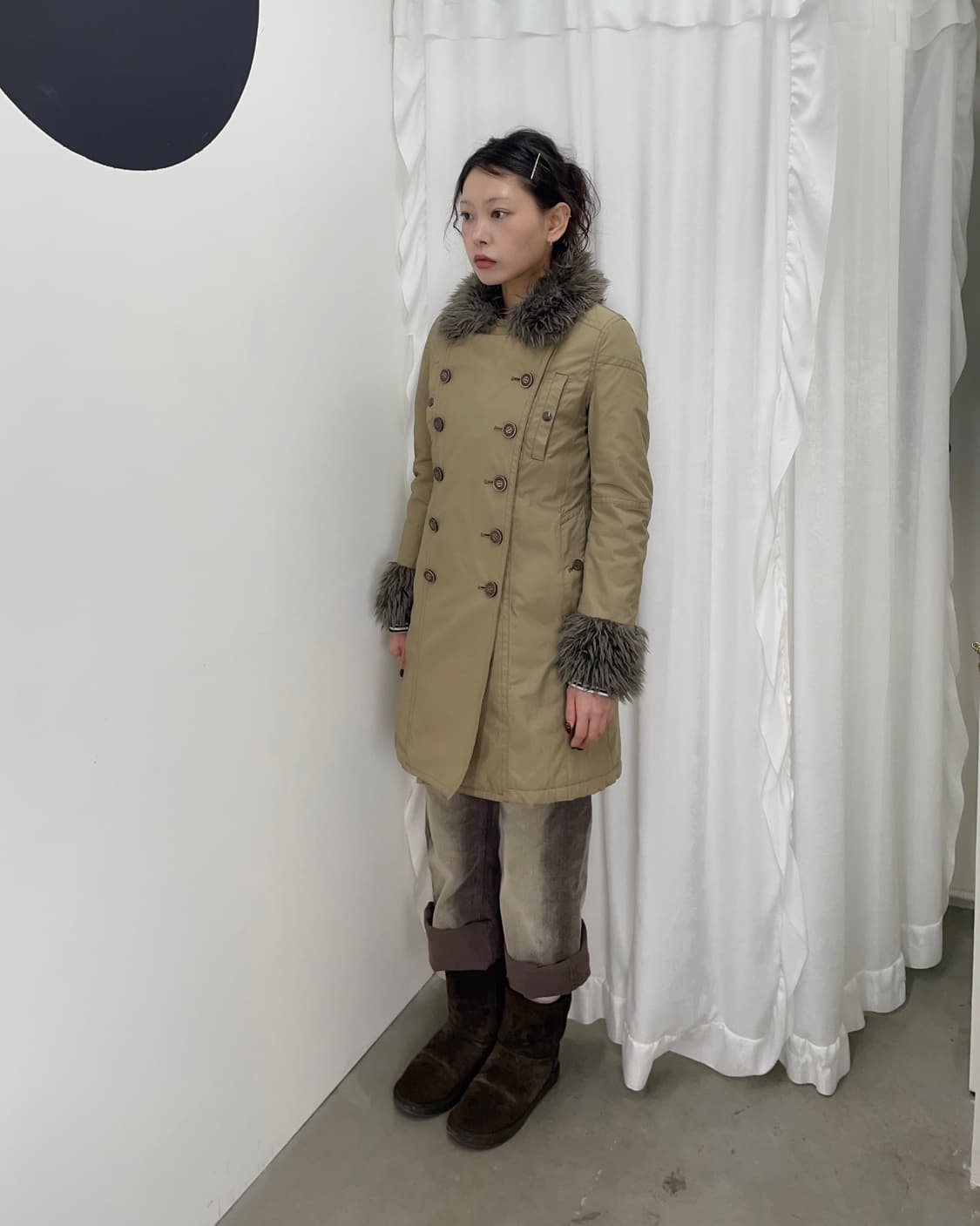 Hysteric Glamour 더블 버튼 트리밍 퍼 자켓 상품이미지1