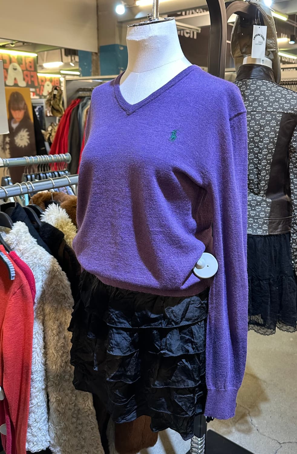 POLO 폴로 퍼플 브이넥니트 상품이미지1