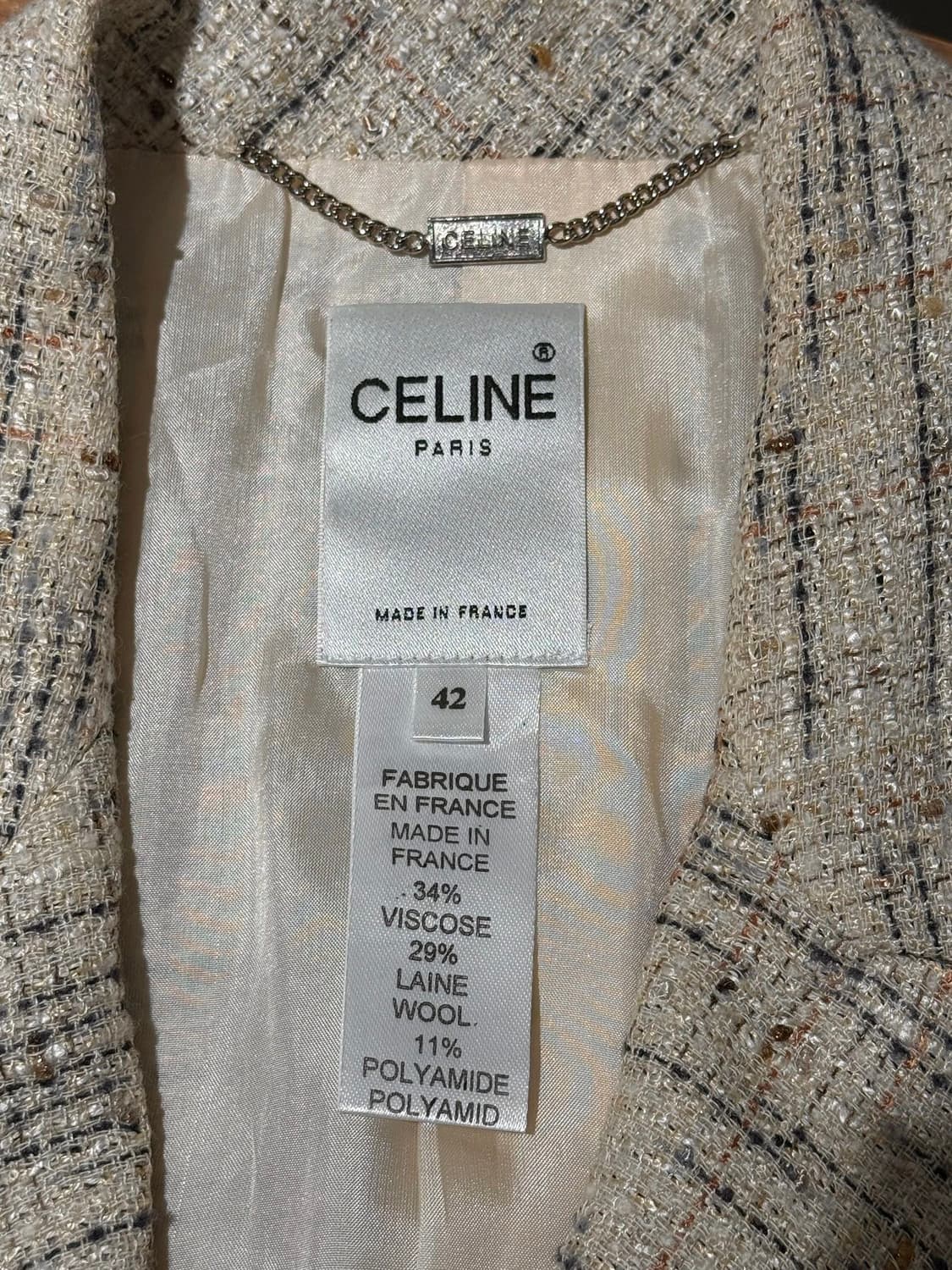 셀린느 베이지 트위드 레인 울 블렌드 블레이저 자켓 상품이미지7