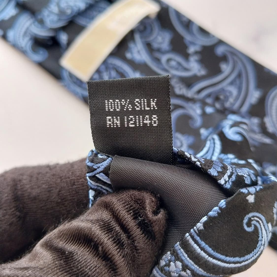 마이클코어스 실크 블랙 페이즐리 넥타이 9cm A+등급 K2360 상품이미지10