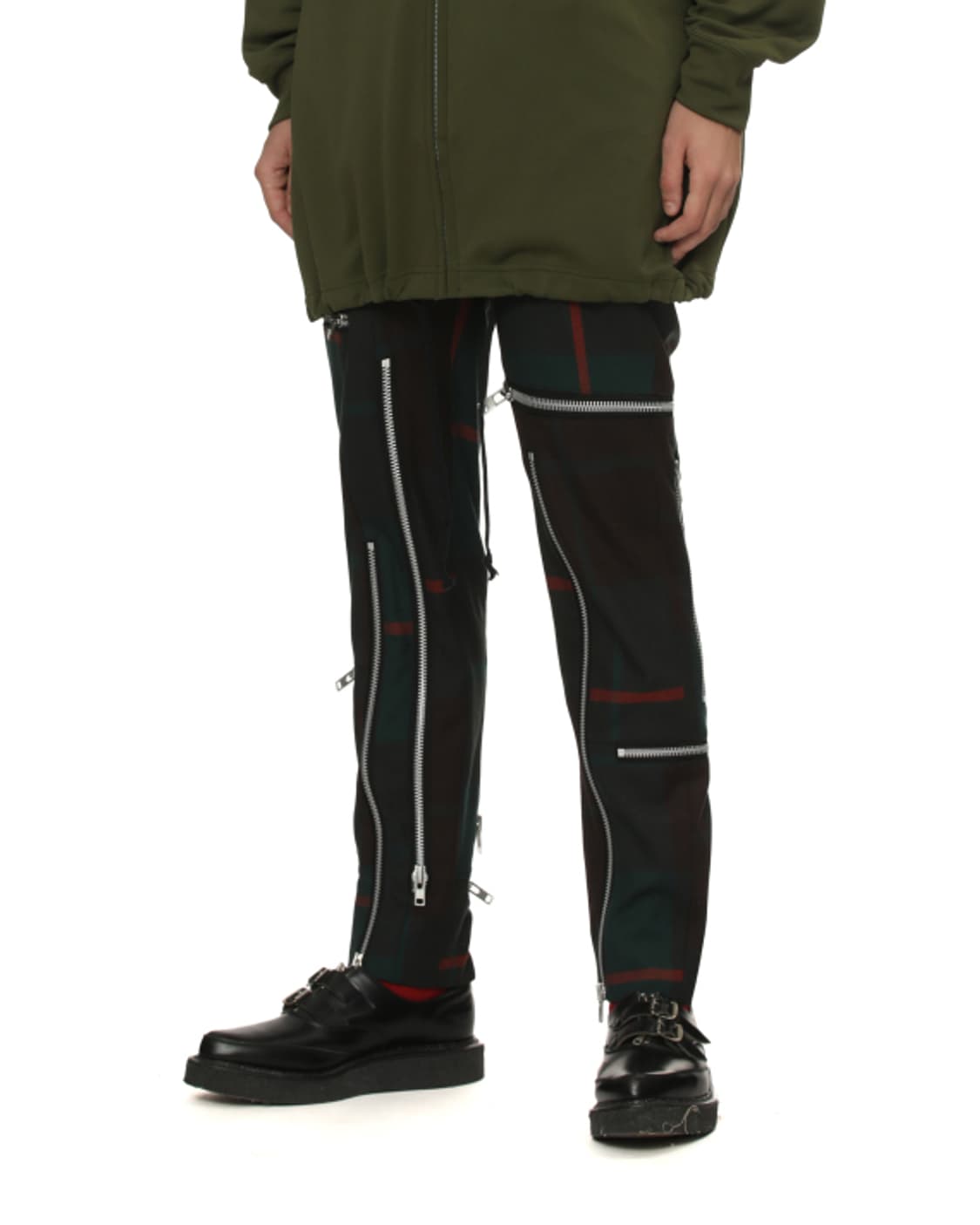 새상품 꼼데가르송옴므플러스 지퍼 디테일 타탄체크 팬츠 S 상품이미지1