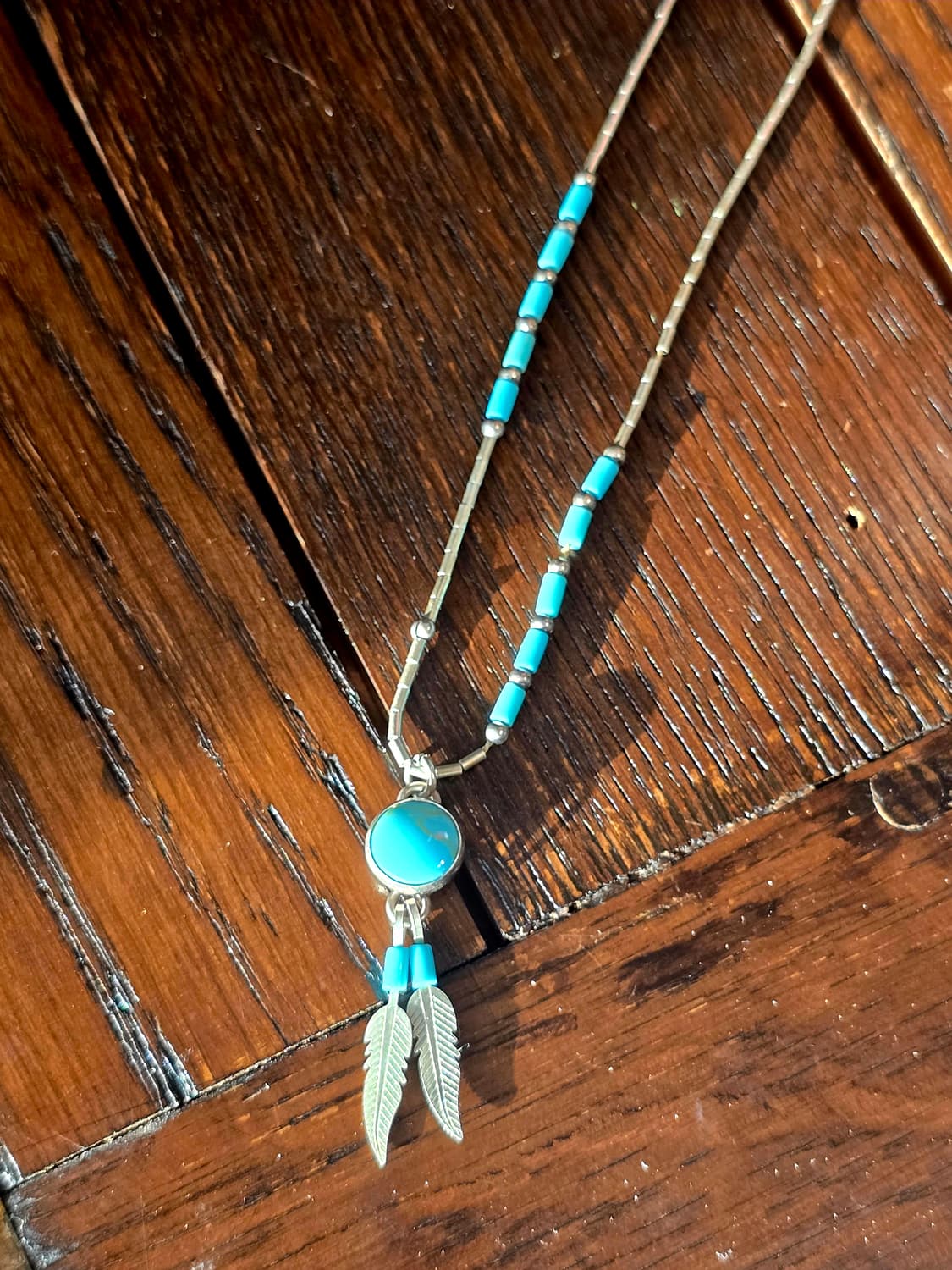🇺🇸네이티브 아메리칸 실버 터키석 깃털 목걸이 상품이미지9