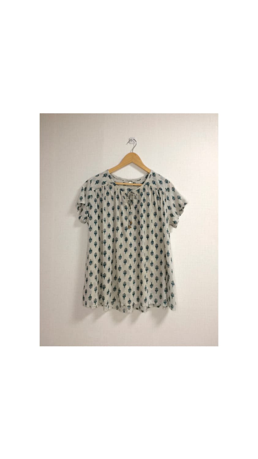 빈티지 에스닉 패턴 베이지 블라우스 탑 상품이미지1