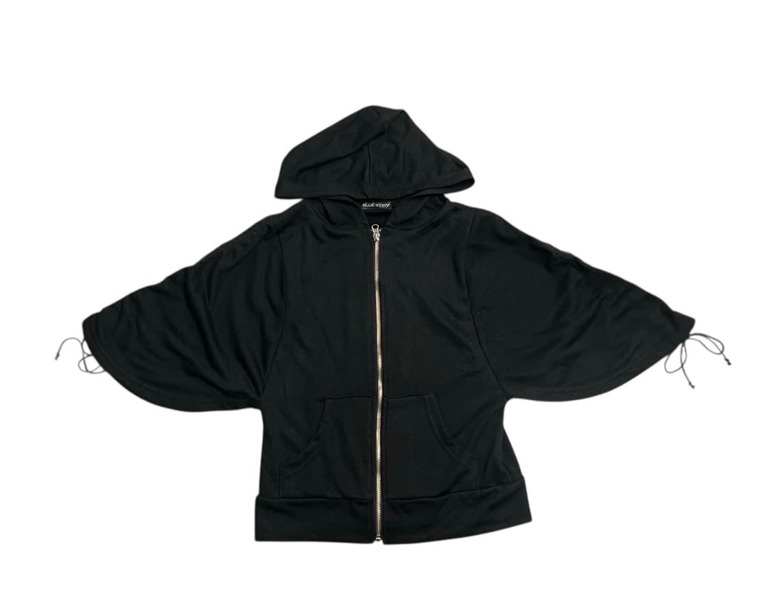 O109 BLUE STRIVE 블랙 가오리핏 후드집업 M 상품이미지1