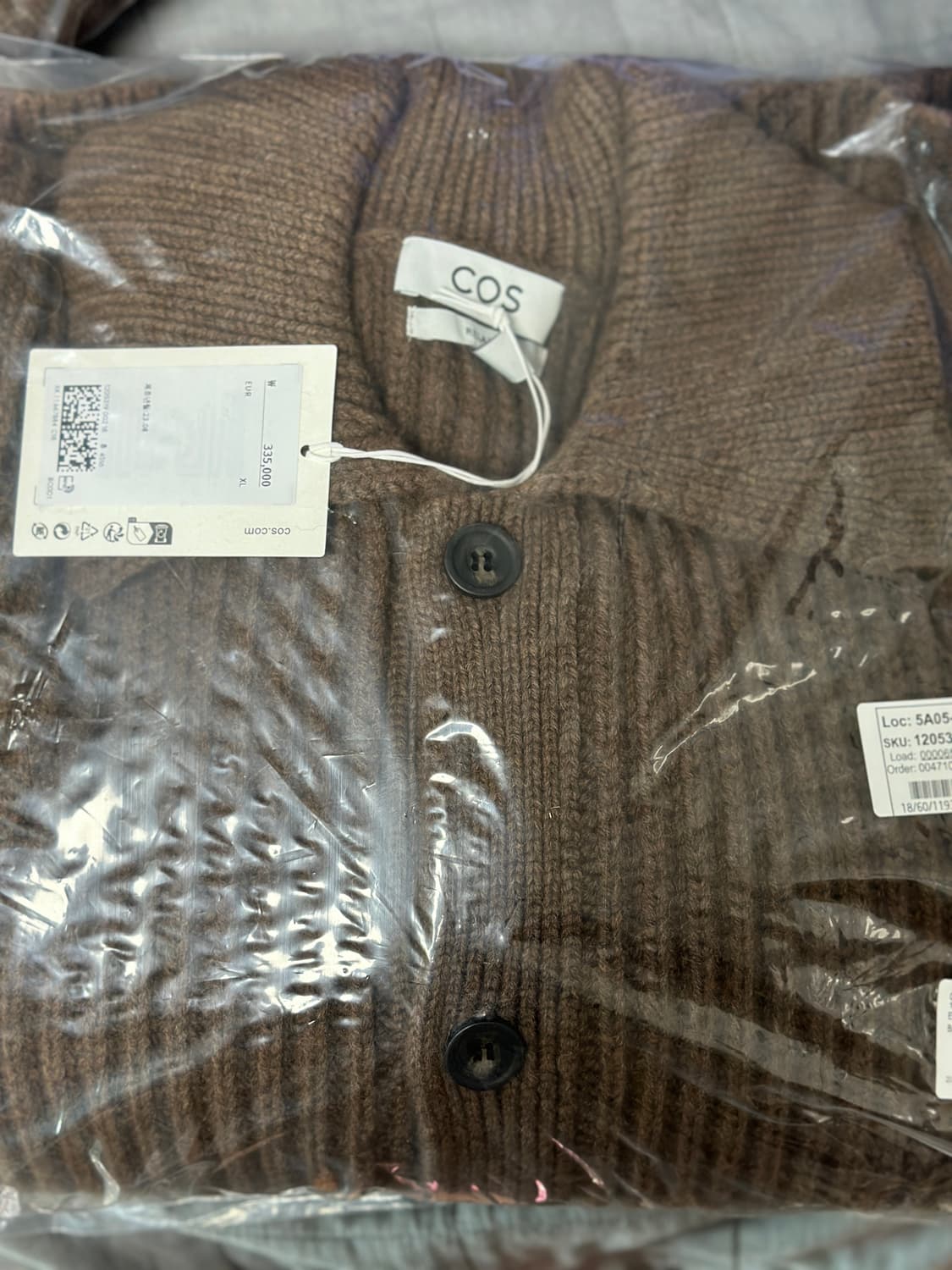 COS 코스 리브드 알파카 가디건 브라운 멜란지 L / XL 새제품 판매 상품이미지1
